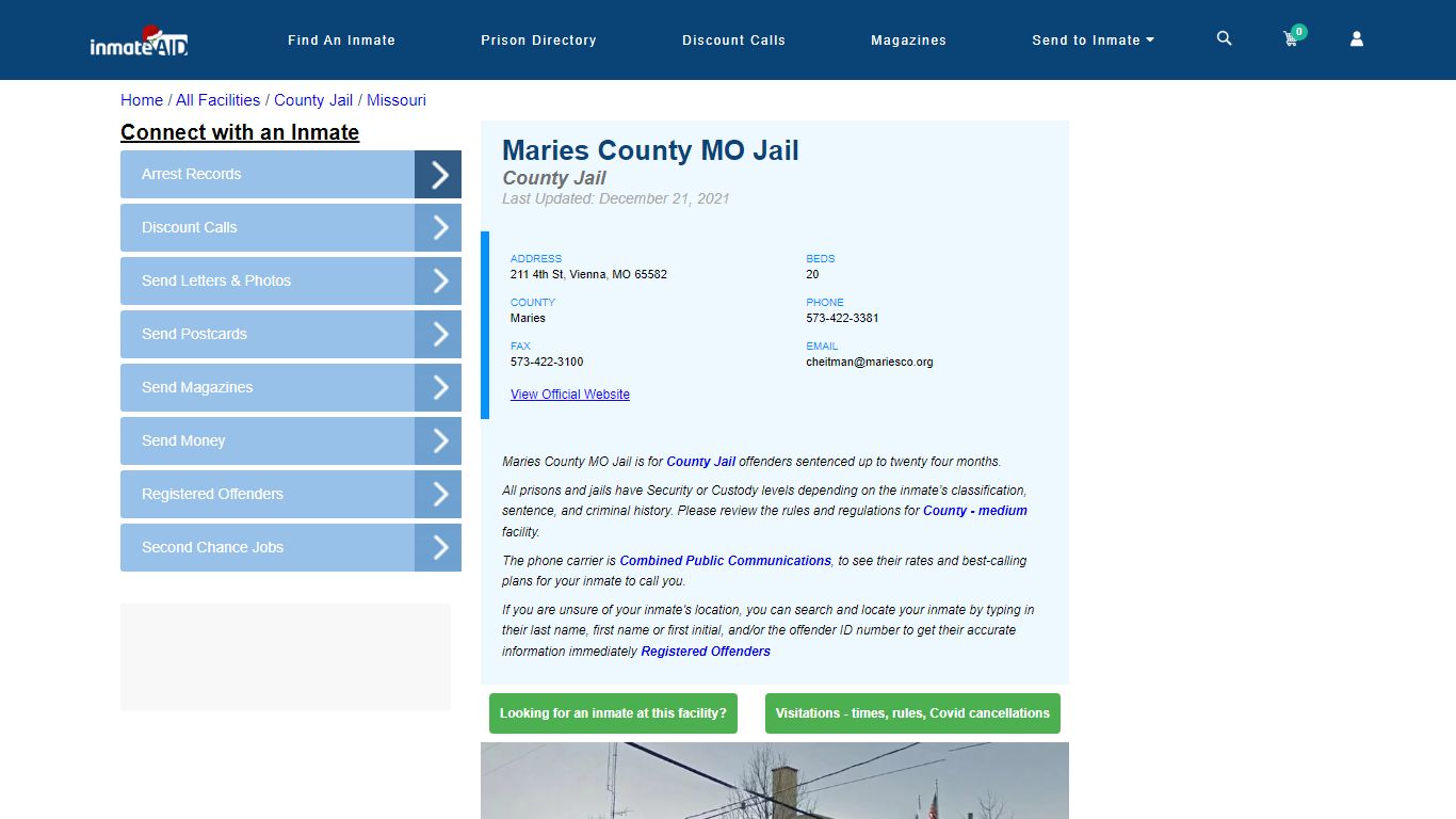 Maries County MO Jail - Inmate Locator - Vienna, MO