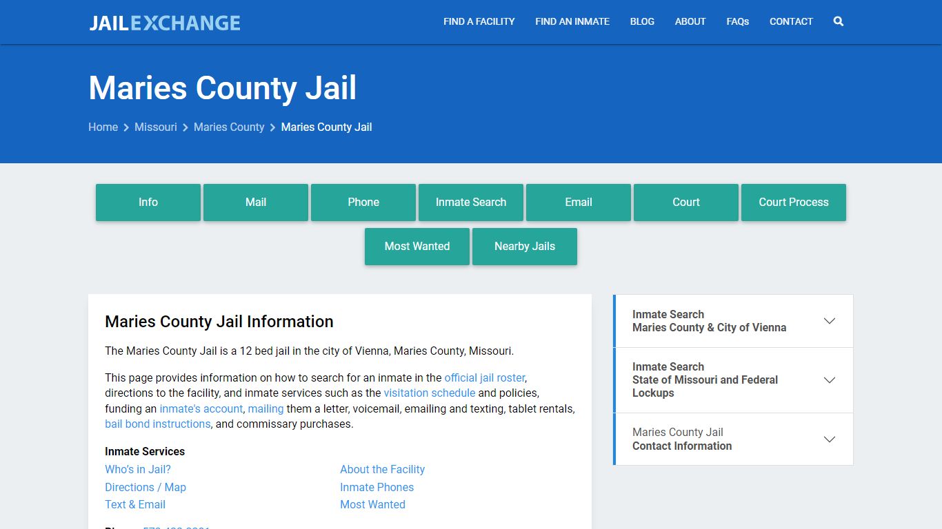 Maries County Jail, MO Inmate Search, Information